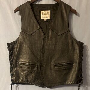 Men’s Wilson’s Leather Motorcycle Vest with Eagle Emblem and Side Laces